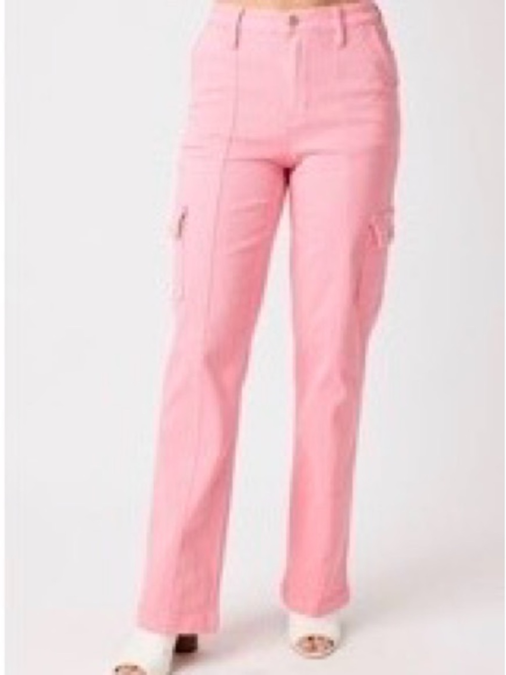 JUDY BLUE Cargo Pink Peggy High Rise
Straight Denim Jeans Pants - Picture 4 of 8